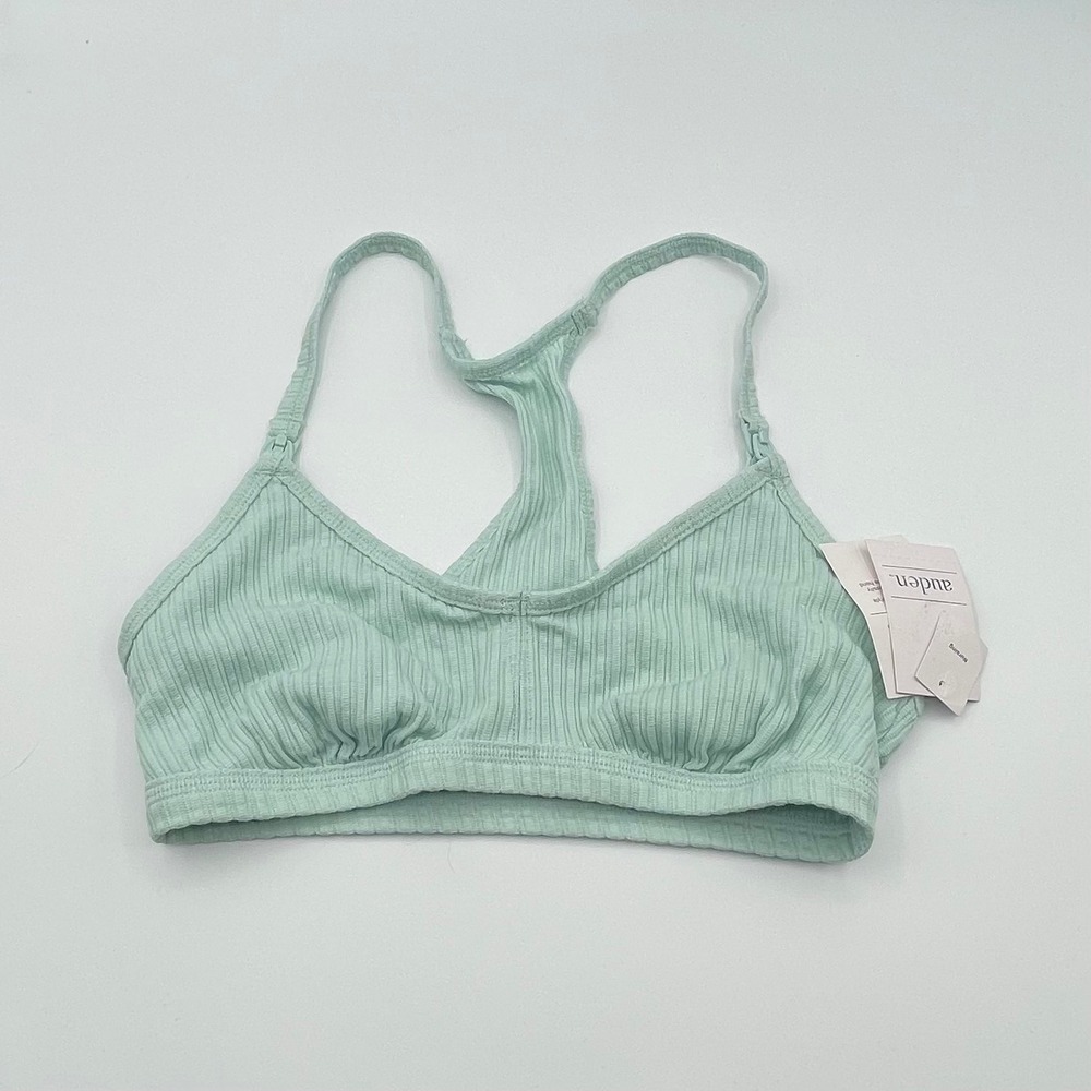 Auden Nursing Bralette Mint Green Ribbed Racerback Wireless Bra XS New